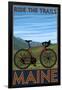 Maine - Bicycle Scene-Lantern Press-Framed Art Print