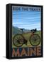 Maine - Bicycle Scene-Lantern Press-Framed Stretched Canvas