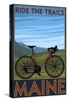 Maine - Bicycle Scene-Lantern Press-Stretched Canvas