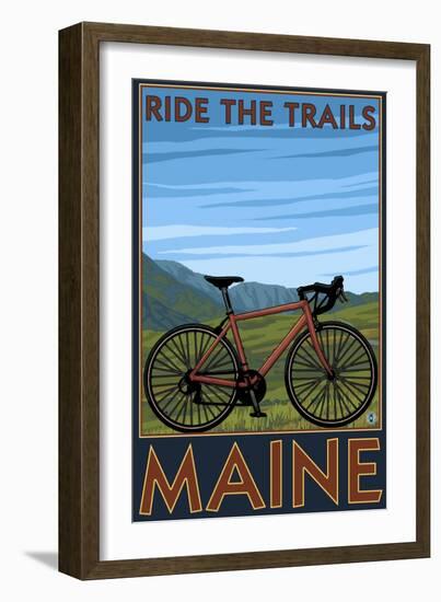 Maine - Bicycle Scene-Lantern Press-Framed Art Print