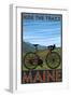 Maine - Bicycle Scene-Lantern Press-Framed Art Print