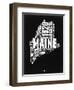 Maine Black and White Map-NaxArt-Framed Art Print