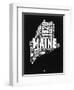 Maine Black and White Map-NaxArt-Framed Art Print