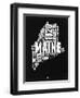 Maine Black and White Map-NaxArt-Framed Premium Giclee Print