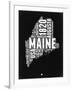 Maine Black and White Map-NaxArt-Framed Art Print