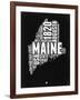 Maine Black and White Map-NaxArt-Framed Art Print