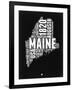 Maine Black and White Map-NaxArt-Framed Art Print