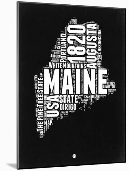 Maine Black and White Map-NaxArt-Mounted Art Print