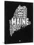 Maine Black and White Map-NaxArt-Stretched Canvas