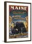 Maine - Black Bear Family Vintage Sign-Lantern Press-Framed Art Print