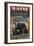 Maine - Black Bear Family Vintage Sign-Lantern Press-Framed Art Print