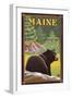 Maine - Black Bear in Forest-Lantern Press-Framed Art Print