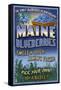 Maine Blueberries-Lantern Press-Framed Stretched Canvas