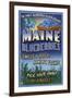 Maine Blueberries-Lantern Press-Framed Art Print