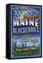 Maine Blueberries-Lantern Press-Framed Stretched Canvas