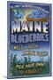 Maine Blueberries-Lantern Press-Mounted Art Print
