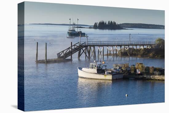 Maine, Boothbay Harbor, Harbor Fog-Walter Bibikow-Stretched Canvas