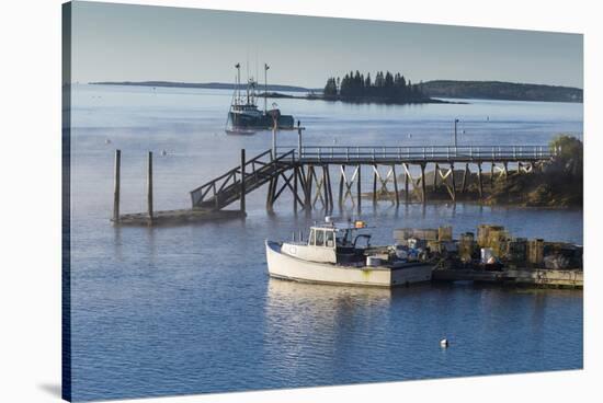 Maine, Boothbay Harbor, Harbor Fog-Walter Bibikow-Stretched Canvas