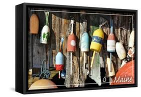 Maine - Bouys-Lantern Press-Framed Stretched Canvas