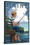 Maine - Boy Fishing-Lantern Press-Stretched Canvas