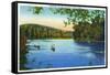 Maine, Canoeing Scene on the Allagash River-Lantern Press-Framed Stretched Canvas