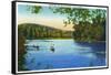 Maine, Canoeing Scene on the Allagash River-Lantern Press-Framed Stretched Canvas