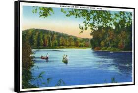 Maine, Canoeing Scene on the Allagash River-Lantern Press-Framed Stretched Canvas
