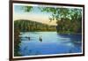 Maine, Canoeing Scene on the Allagash River-Lantern Press-Framed Art Print