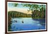 Maine, Canoeing Scene on the Allagash River-Lantern Press-Framed Art Print