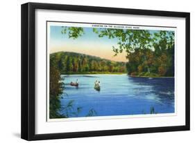 Maine, Canoeing Scene on the Allagash River-Lantern Press-Framed Art Print