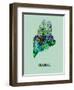 Maine Color Splatter Map-NaxArt-Framed Art Print