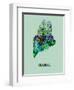 Maine Color Splatter Map-NaxArt-Framed Art Print