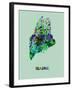 Maine Color Splatter Map-NaxArt-Framed Art Print