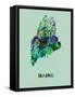Maine Color Splatter Map-NaxArt-Framed Stretched Canvas