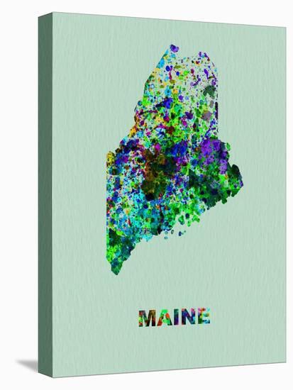 Maine Color Splatter Map-NaxArt-Stretched Canvas