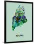 Maine Color Splatter Map-NaxArt-Framed Art Print