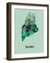 Maine Color Splatter Map-NaxArt-Framed Art Print