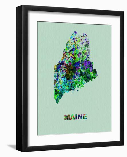 Maine Color Splatter Map-NaxArt-Framed Art Print