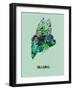 Maine Color Splatter Map-NaxArt-Framed Art Print