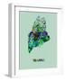 Maine Color Splatter Map-NaxArt-Framed Art Print