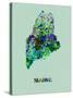 Maine Color Splatter Map-NaxArt-Stretched Canvas