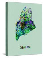 Maine Color Splatter Map-NaxArt-Stretched Canvas