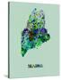 Maine Color Splatter Map-NaxArt-Stretched Canvas