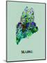 Maine Color Splatter Map-NaxArt-Mounted Art Print