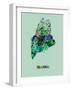 Maine Color Splatter Map-NaxArt-Framed Art Print