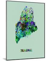 Maine Color Splatter Map-NaxArt-Mounted Art Print