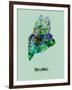 Maine Color Splatter Map-NaxArt-Framed Art Print