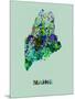 Maine Color Splatter Map-NaxArt-Mounted Art Print