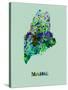 Maine Color Splatter Map-NaxArt-Stretched Canvas