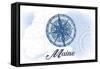 Maine - Compass - Blue - Coastal Icon-Lantern Press-Framed Stretched Canvas
